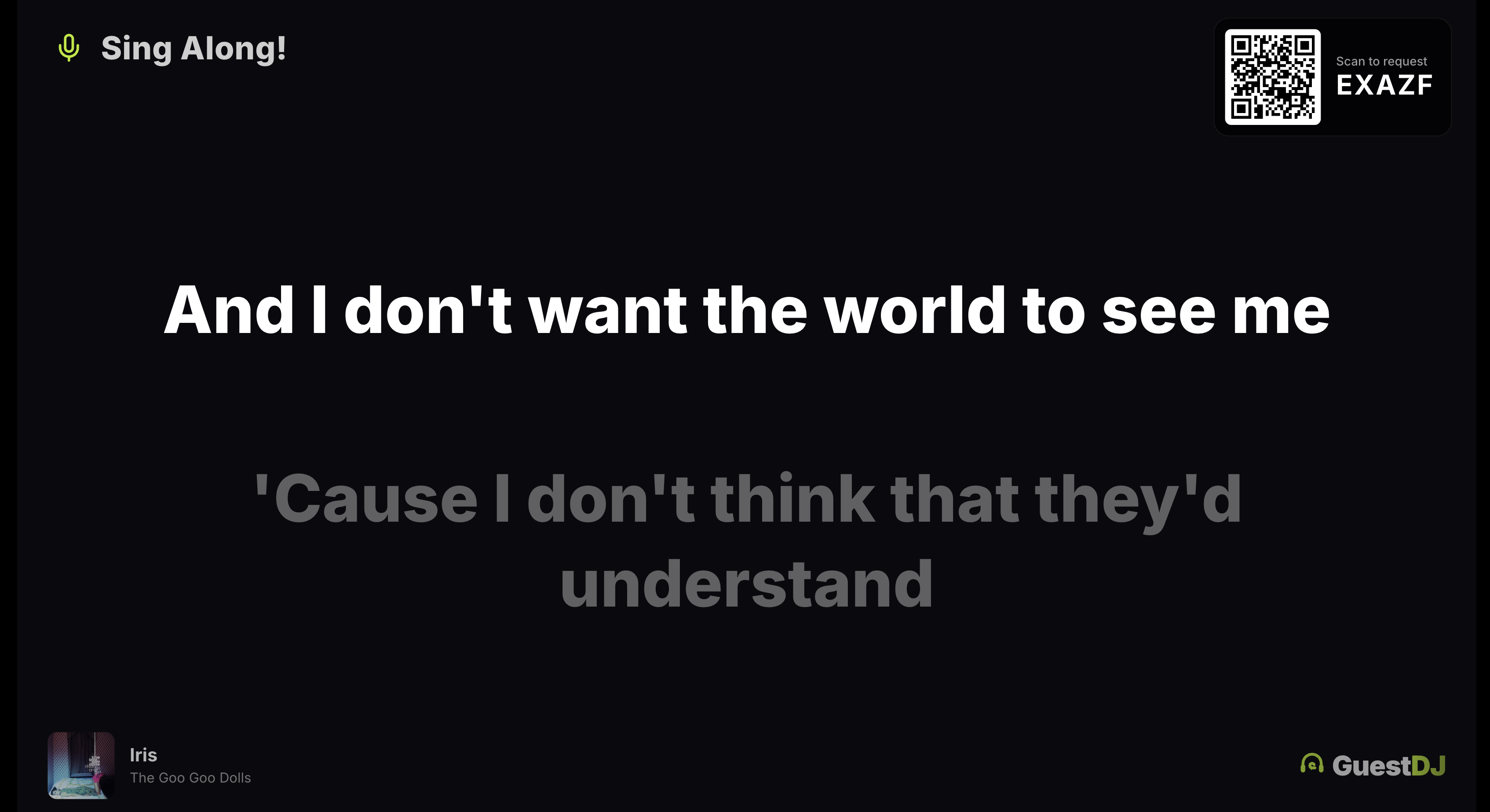 SingAlong Mode showing synced lyrics on a TV display