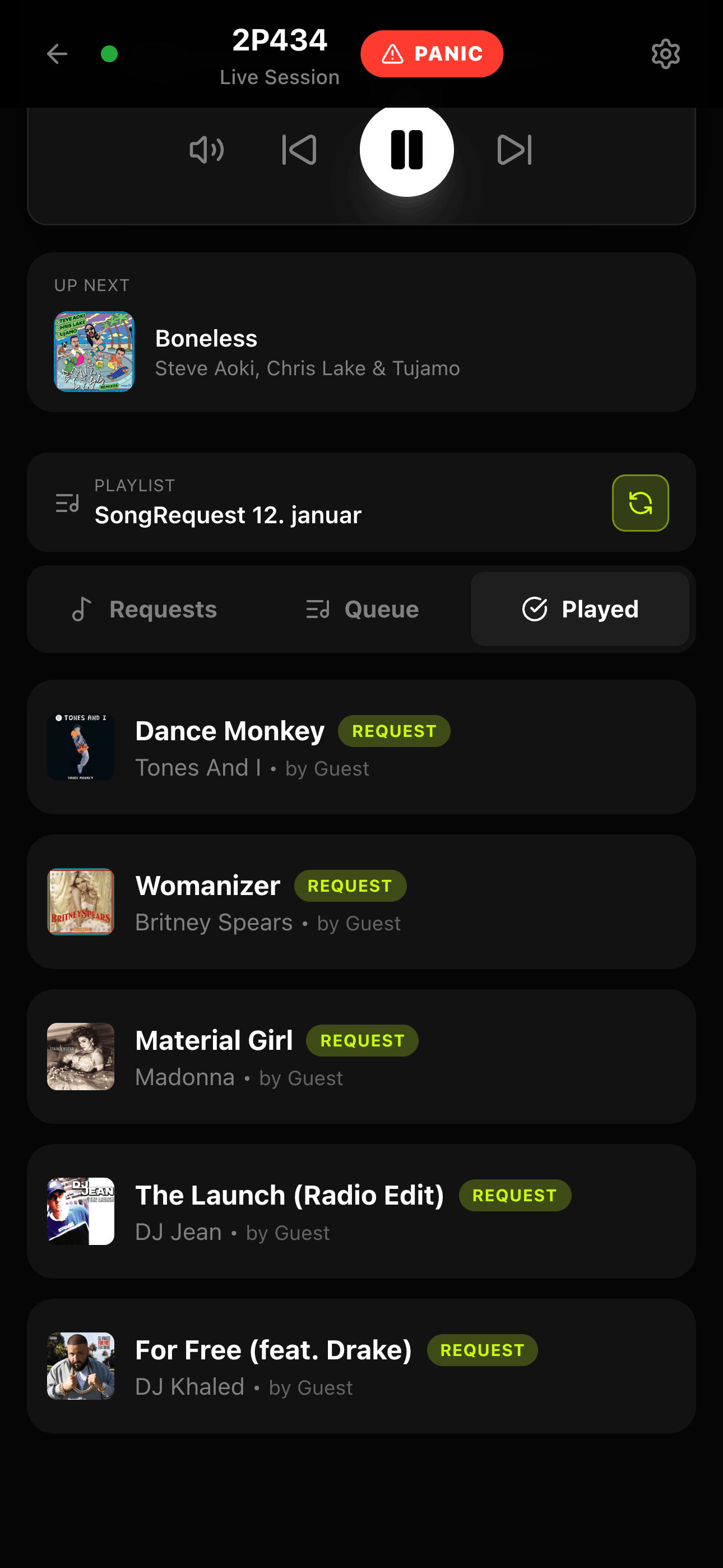 Mobile view of Panic Mode